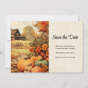 Pumpkin Farm Fall Harvest Thanksgiving Save The Date
