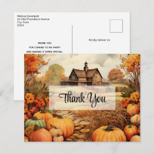 Pumpkin Farm Fall Harvest Thanksgiving Thank You Postcard