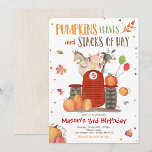 Pumpkin Farm Party Pumpkin Tractor Birthday Party Invitation
