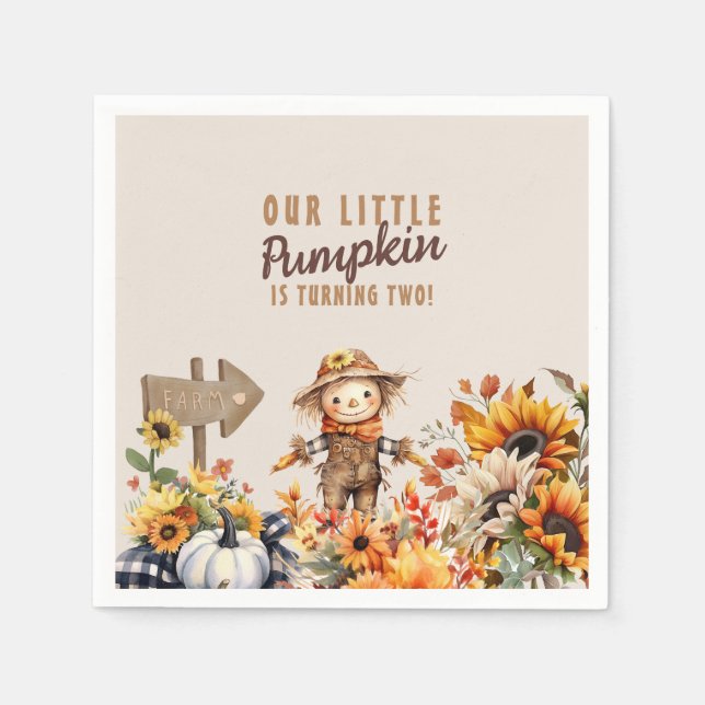 Pumpkin Farm Sunflower Birthday Napkin (Front)