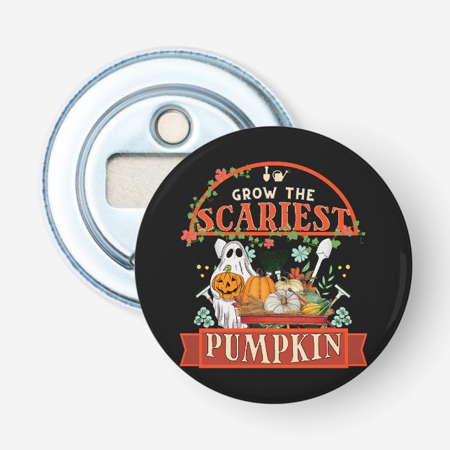 Pumpkin Farmer Halloween Bottle Opener (Front)