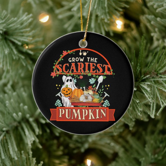 Pumpkin Farmer Halloween Ceramic Tree Decoration (Tree)