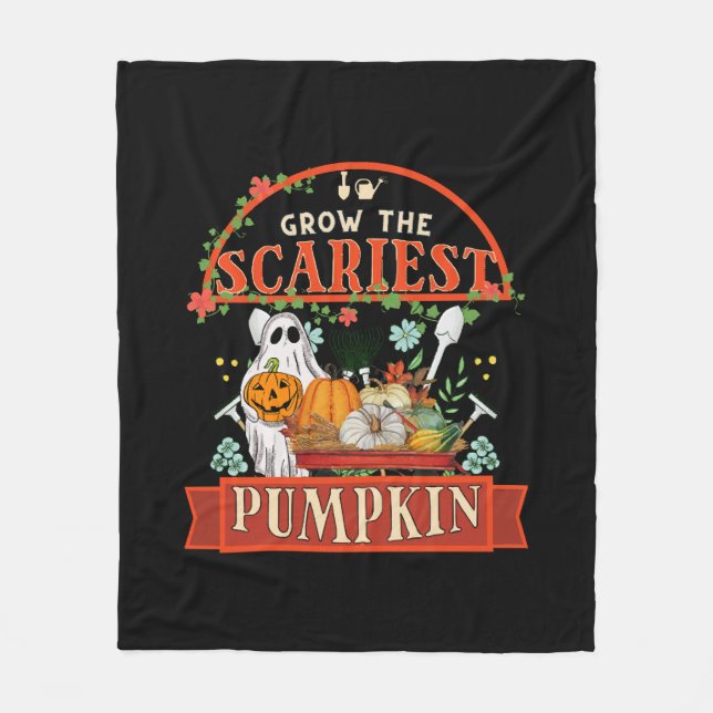 Pumpkin Farmer Halloween Fleece Blanket (Front)