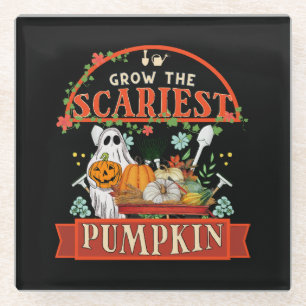 Pumpkin Farmer Halloween Glass Coaster