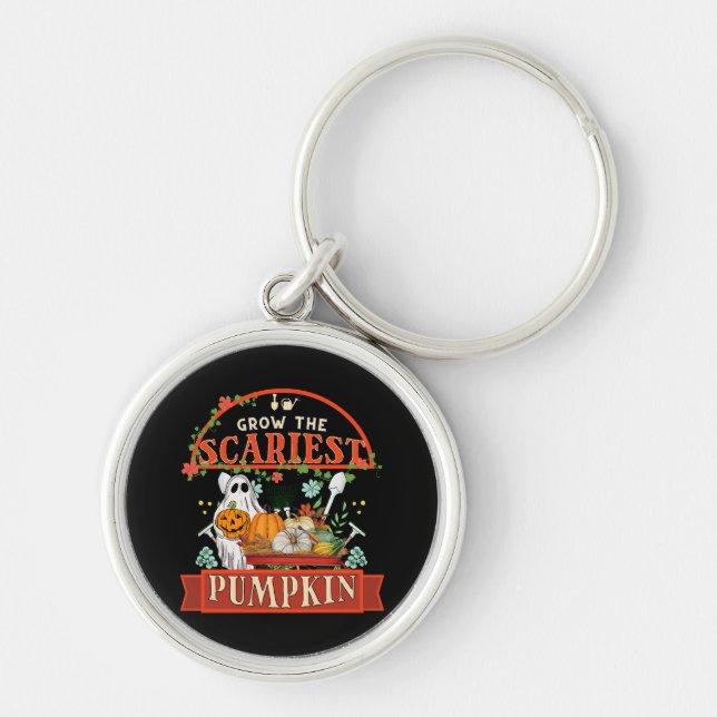 Pumpkin Farmer Halloween Key Ring (Front)
