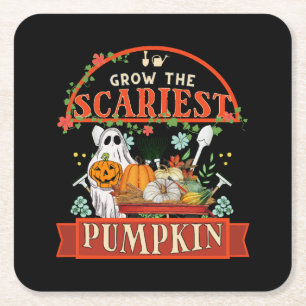 Pumpkin Farmer Halloween Square Paper Coaster