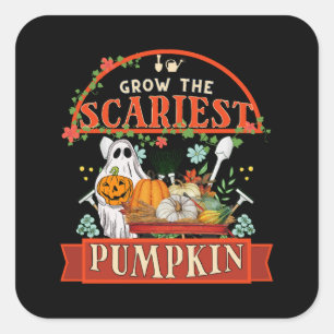 Pumpkin Farmer Halloween Square Sticker