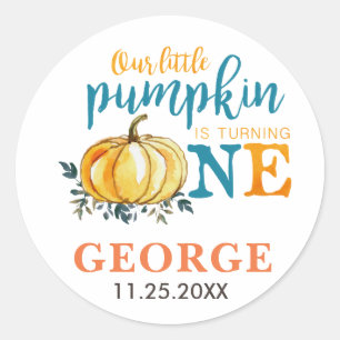 Pumpkin first birthday Boy sticker
