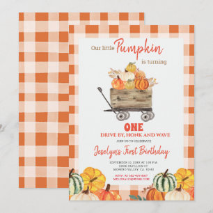 Pumpkin First Birthday Drive By Birthday Invitation