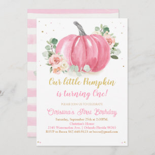 Pumpkin First Birthday Invitation