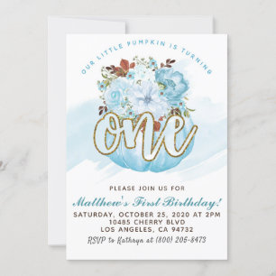 Pumpkin First Birthday Invitation
