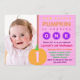 Pumpkin First Birthday Invitation