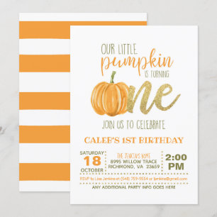 Pumpkin First Birthday Invitation - Boy
