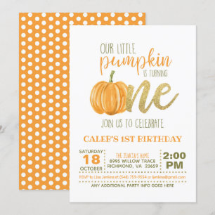 Pumpkin First Birthday Invitation - Boy #2