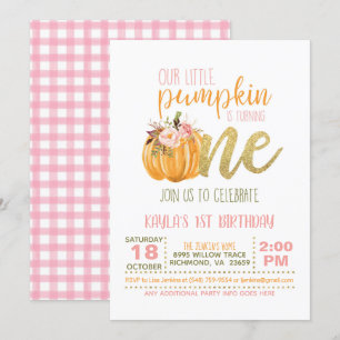 Pumpkin First Birthday Invitation - Girl #3