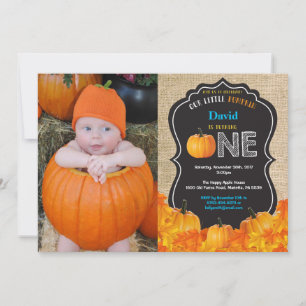 Pumpkin First Birthday Invitation Orange Burlap