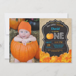 Pumpkin First Birthday Invitation Pink Burlap
