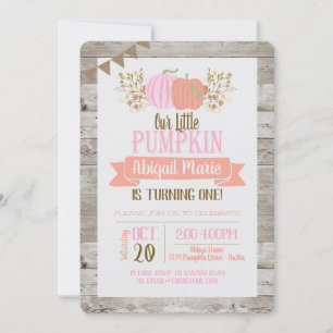 Pumpkin First Birthday Little Girl Invitation