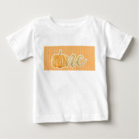 Pumpkin First Birthday ONE Shirt - Orange Dots