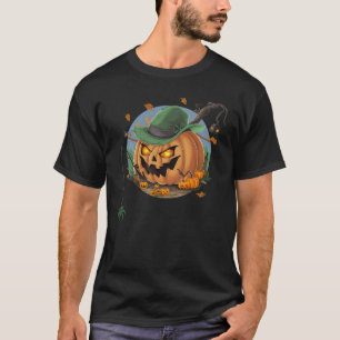 Pumpkin Fisherman Fishing Funny Halloween T-Shirt