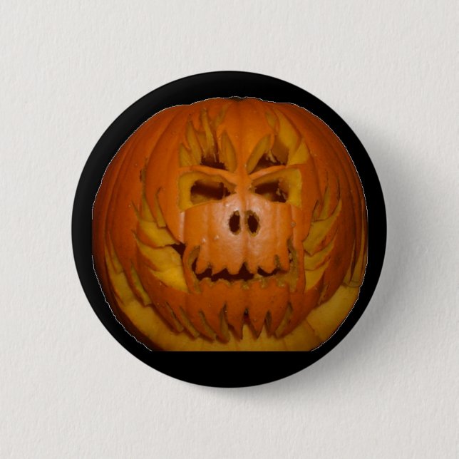 Pumpkin, Flaming Skull 6 Cm Round Badge (Front)