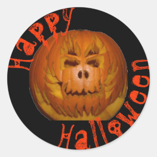 Pumpkin, Flaming Skull Classic Round Sticker
