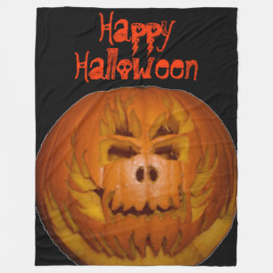 Pumpkin, Flaming Skull Fleece Blanket
