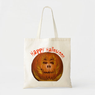 Pumpkin, Flaming Skull Tote Bag