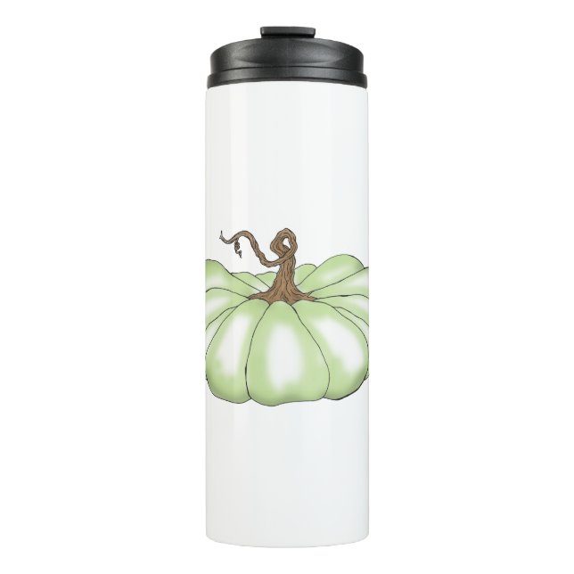 pumpkin flat green thermal tumbler (Front)