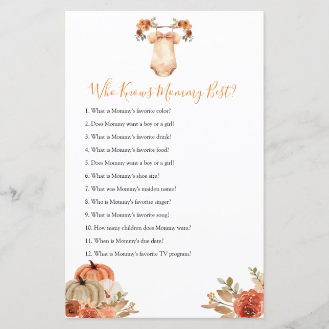 Pumpkin Floral Baby Clothes Who Know Mummy Best (Front)