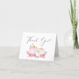 Pumpkin Floral Baby Girl Shower Thank You Card