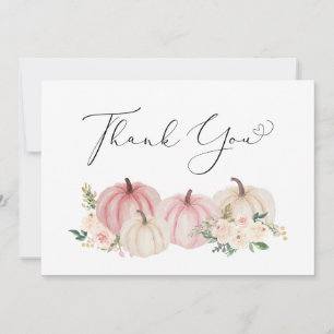 Pumpkin Floral Baby Girl Shower Thank You Card