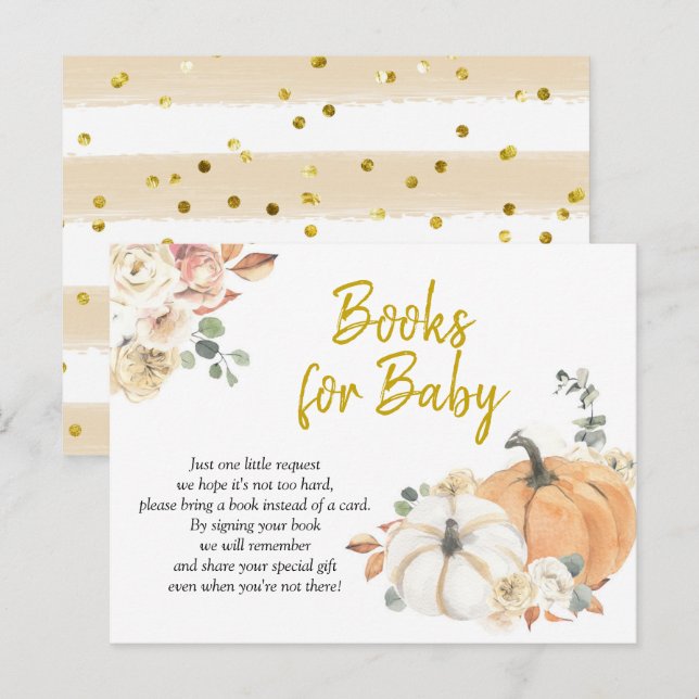 Pumpkin Floral Baby Shower Books for Baby Invitation Postcard (Front/Back)
