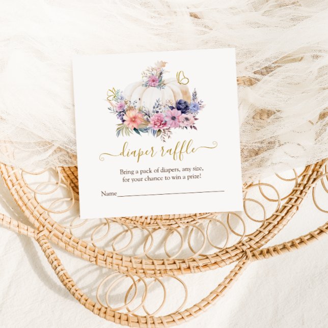 Pumpkin Floral Baby Shower diaper raffle card (Creator Uploaded)