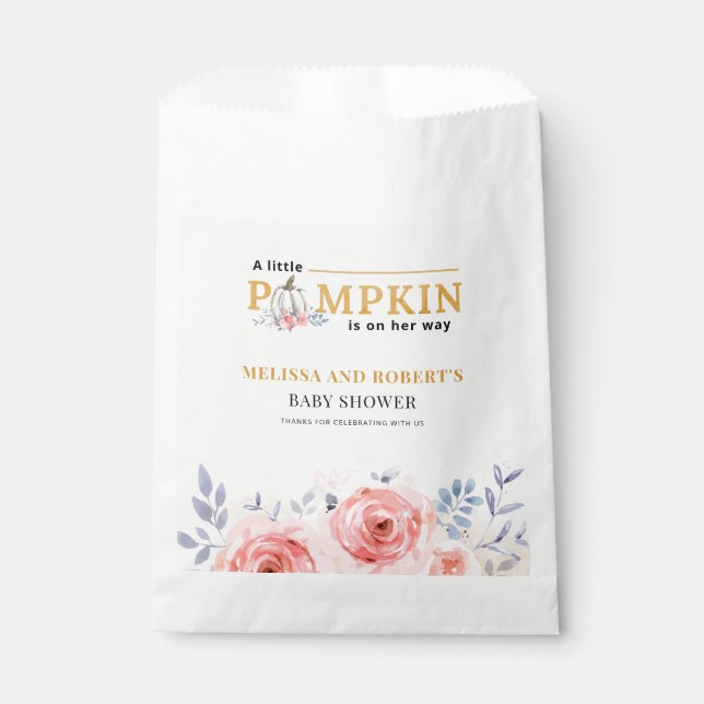 Pumpkin Floral Baby Shower Favour Bags (Front)