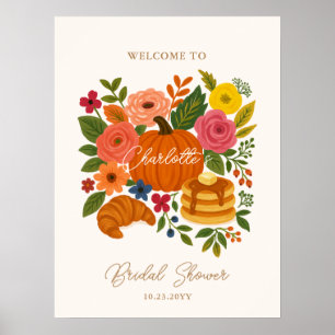 Pumpkin Floral Bridal Shower Welcome Sign