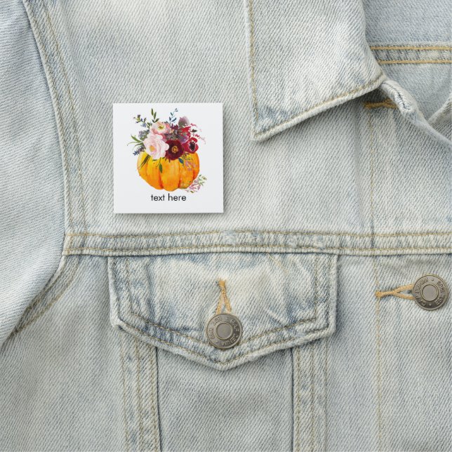 pumpkin floral Classic Name Tag (In Situ)