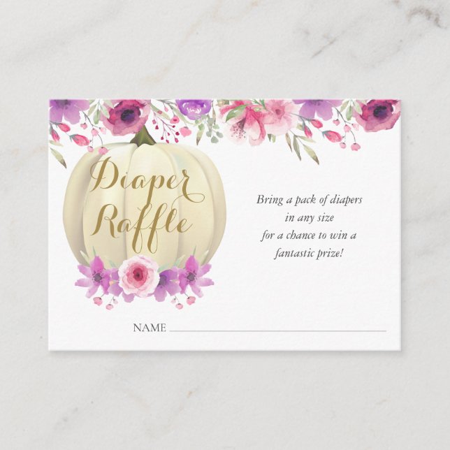 Pumpkin Floral Diaper Raffle Baby Shower Enclosure (Front)