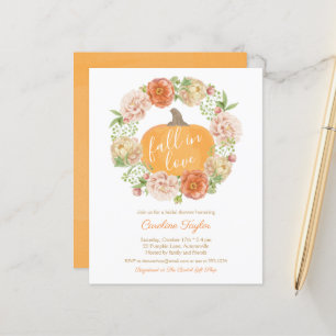 Pumpkin Floral Fall in Love Fall Bridal Shower Inv