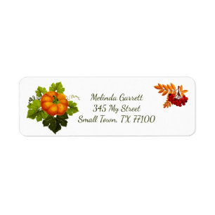 Pumpkin Floral Fall Thanksgiving Custom Address
