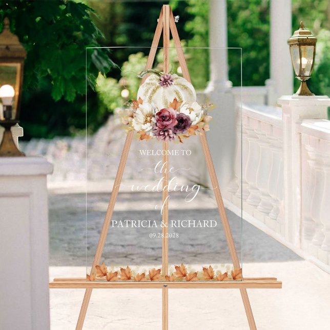 Pumpkin Floral Fall Wedding Welcome Sign (Creator Uploaded)