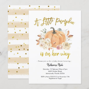 Pumpkin Floral Girl Baby Shower Invitation