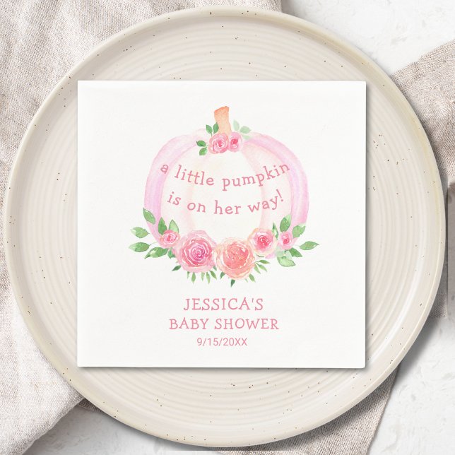 Pumpkin Floral Girl's Baby Shower Napkin (Creator Uploaded)