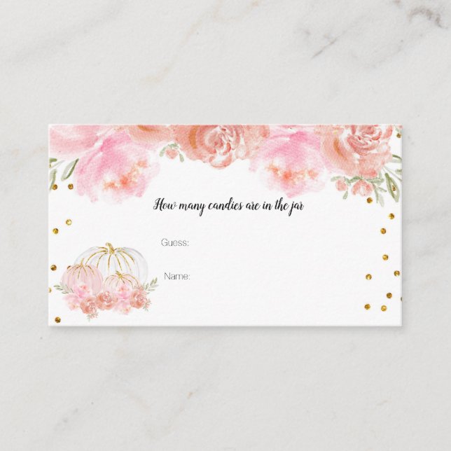 Pumpkin Floral How Many Candies in the jar Card (Front)