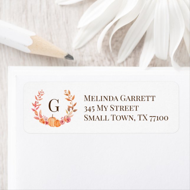 Pumpkin Floral Initial Monogram Fall Thanksgiving (Insitu)