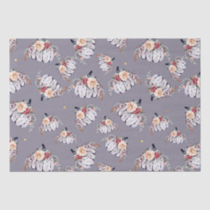 Pumpkin floral purple grey watercolor pattern fall tissue paper