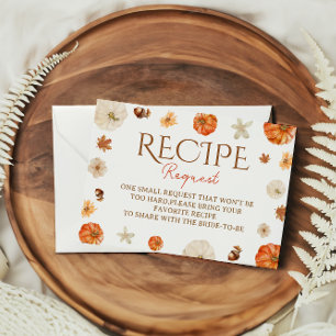 Pumpkin Floral Recipe Request Bridal Shower Enclosure Card