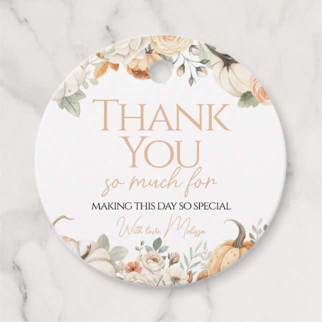 Pumpkin Floral Thank You Gift Tag (Front)