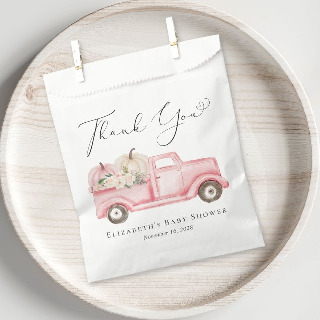 Pumpkin Floral Truck Baby Girl Shower Thank You Favour Bags (Creator Uploaded)