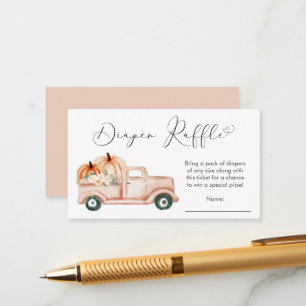 Pumpkin Floral Truck Baby Shower Diaper Raffle Enclosure Card
